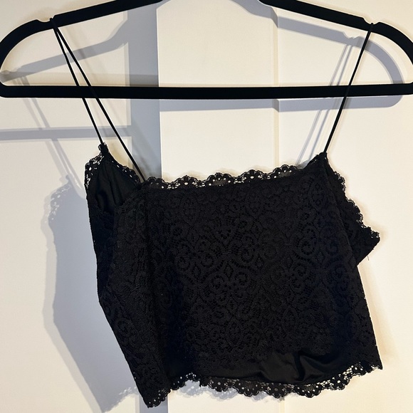 Garage Black Lace Cropped Tank - Picture 3 of 3